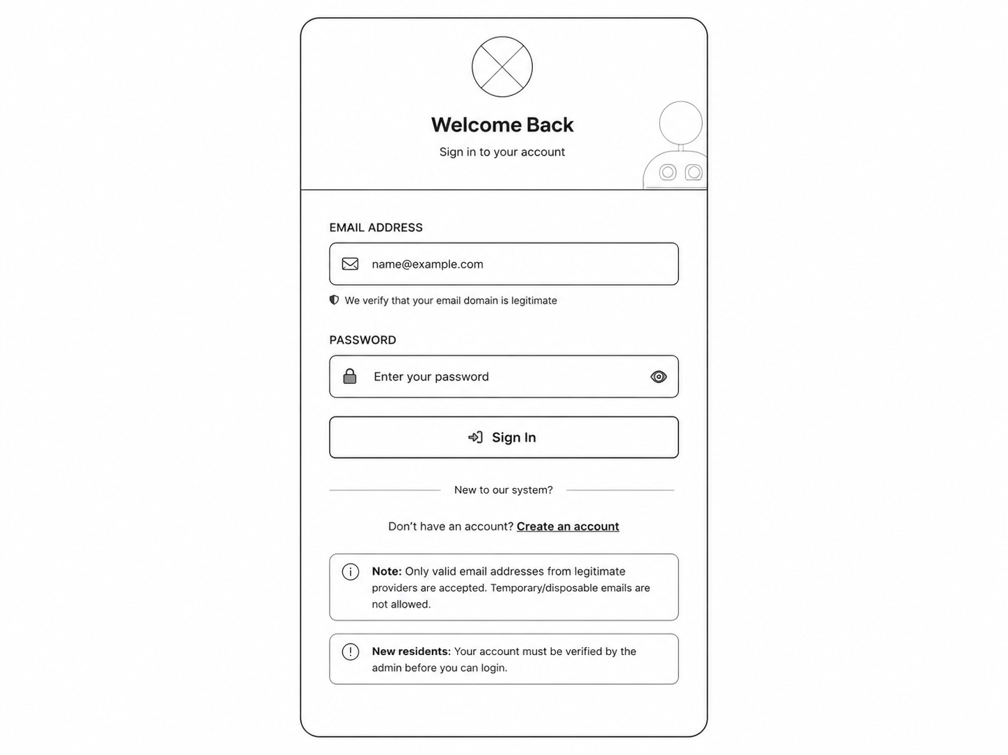 Login Page Wireframe